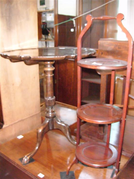 George III style mahogany tea table and an Edwardian cake stand